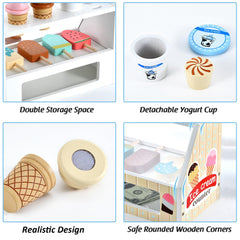 WHOHOLL wooden spoons and cones aid grip and pretend tasting.