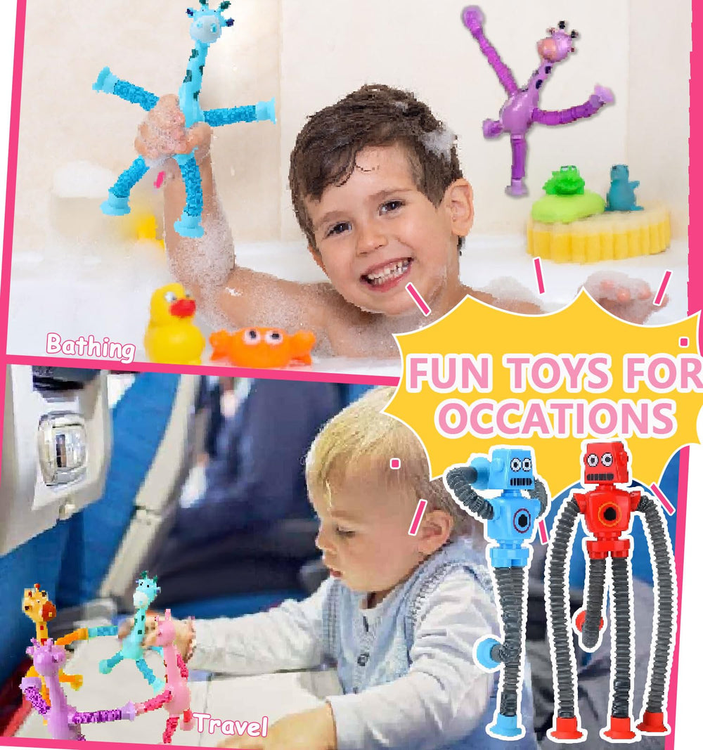 Whongkidz Pop Tubes Robot with suction cups enables versatile sticking