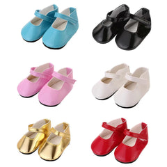 WHYS FXSN leather doll shoes for 18-inch dolls, six-pair collection for mixed outfits.