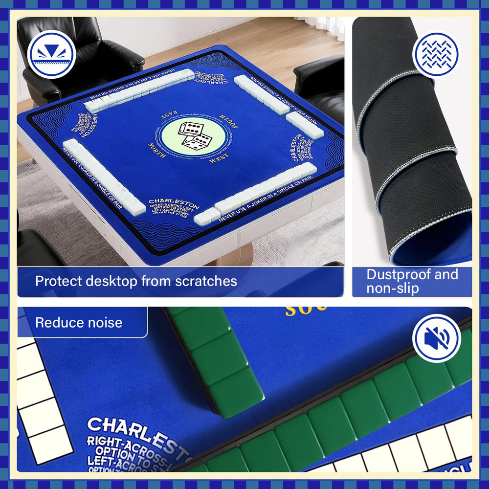 Wibeelee Mahjong Mat close-up of durable fabric and reinforced edges.