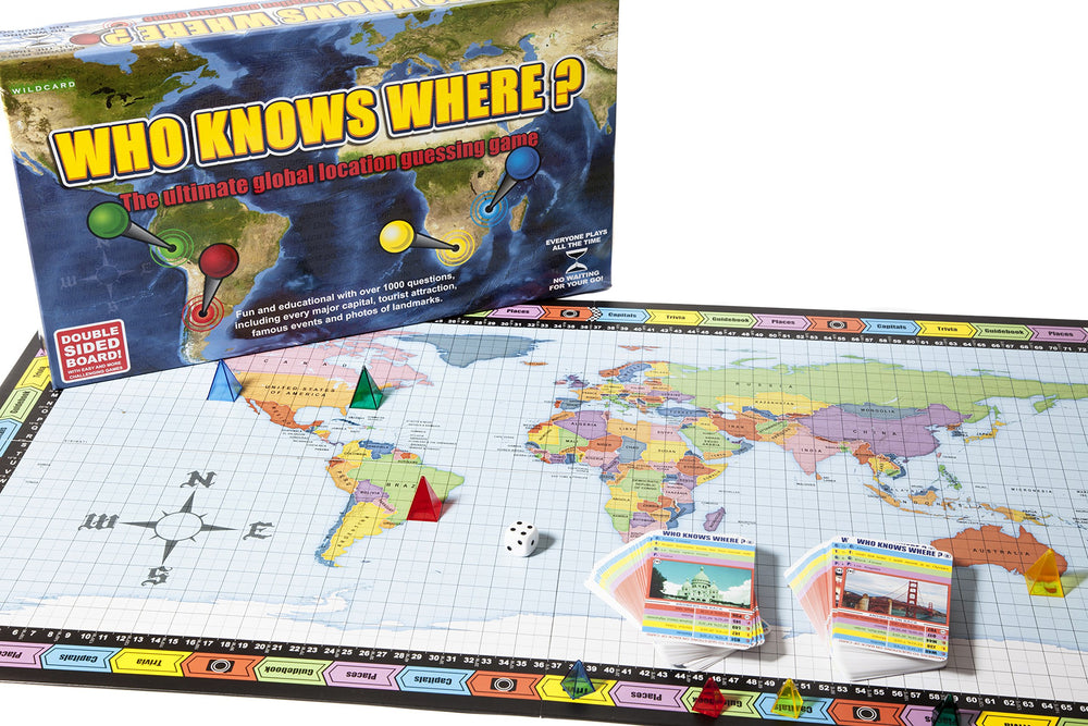 Wild Card Games Who Knows Where? satellite map image adds a tougher challenge