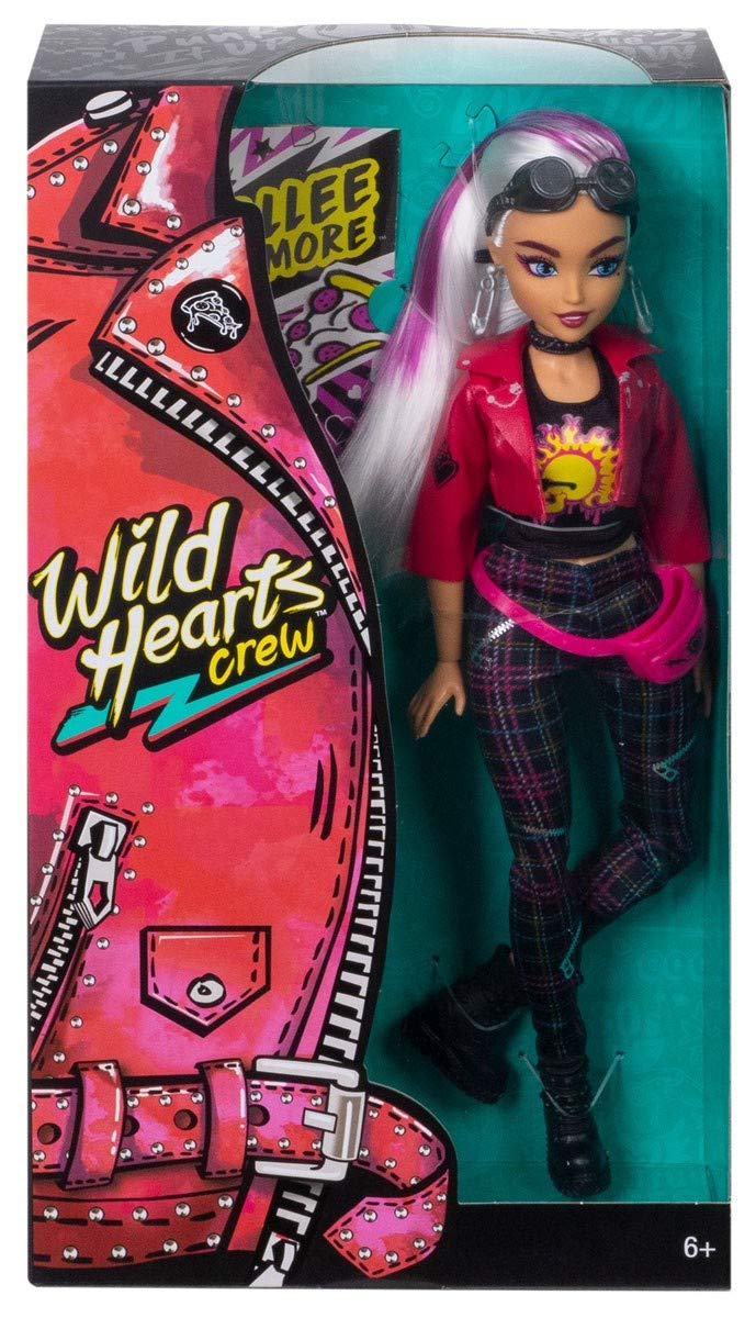 Wild Hearts Crew Rallee Radmore doll wearing a pink moto jacket over a graphic tank for expressive style.