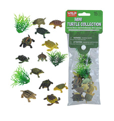 Wild Republic mini turtle polybag collection shows 15 figures for creative play and classroom dioramas.