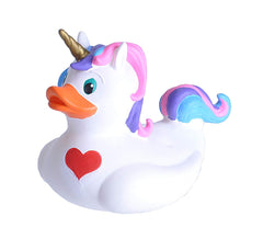 Wild Republic unicorn rubber duck front view, ideal for bath time fun and display
