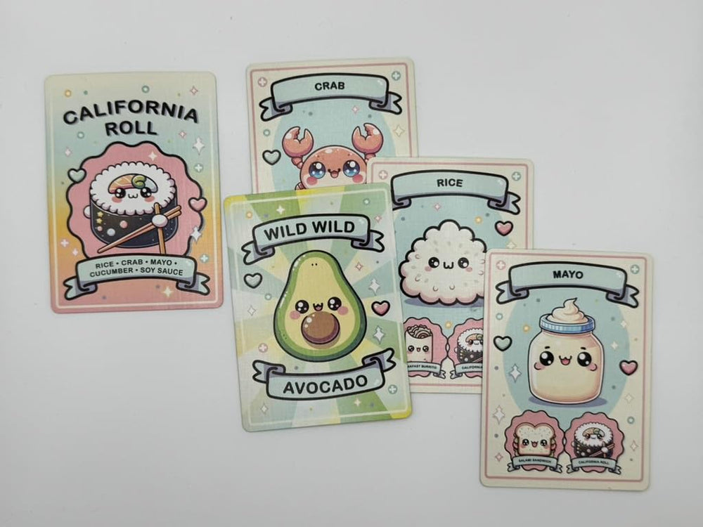 Wild Wild Avocado sushi and pasta dishes: colorful visuals enhance family imagination.