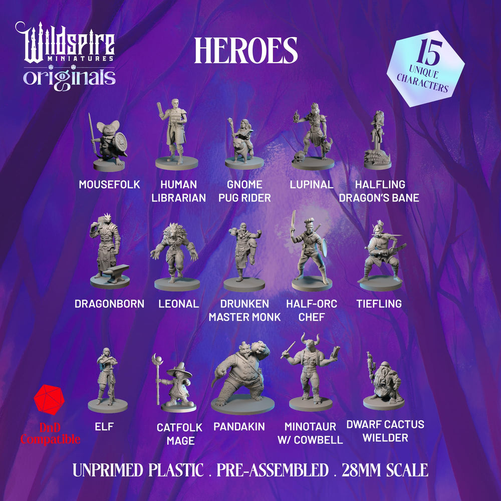 Wildspire DnD miniatures campaign PDF accompanies figures for quick campaign setup.