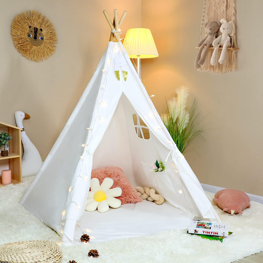 Wilhunter teepee tent indoor playhouse creates a private reading nook.