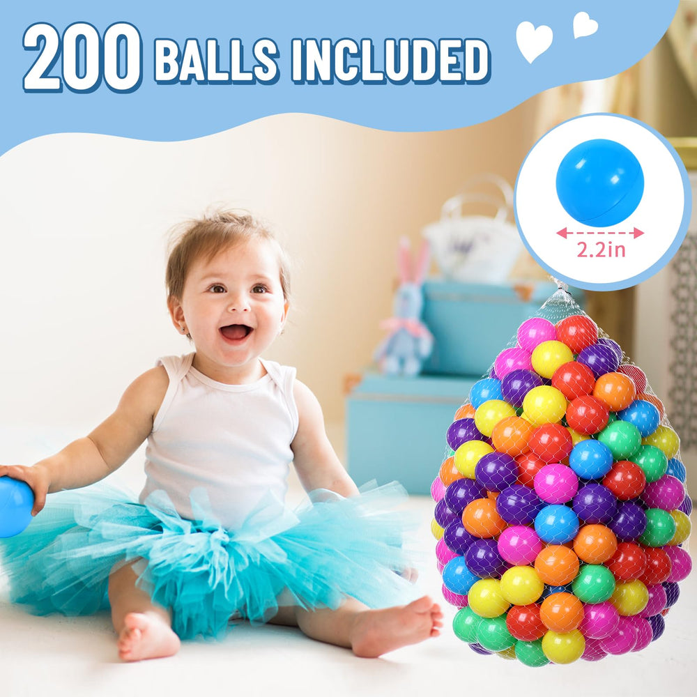 Wilwolfer ball pit includes 200 colorful balls for sensory play.
