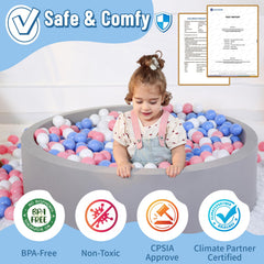 Close-up of Wilwolfer foam ball pit wall showing 2-inch thickness