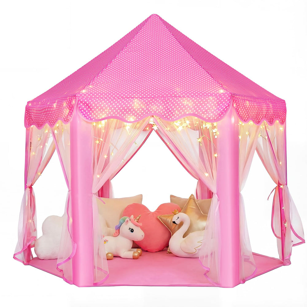 Wilwolfer Princess Castle Play Tent size 48x52 inches, spacious for kids and friends