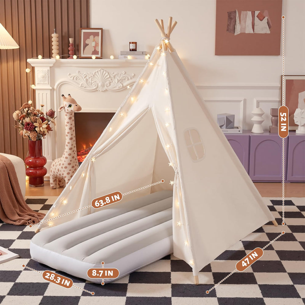 Wilwolfer tepee tent cloth flags provide cheerful accents for imaginative play