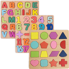 Winbar wooden alphabet puzzle helps toddlers recognize letters and improve fine motor skills.