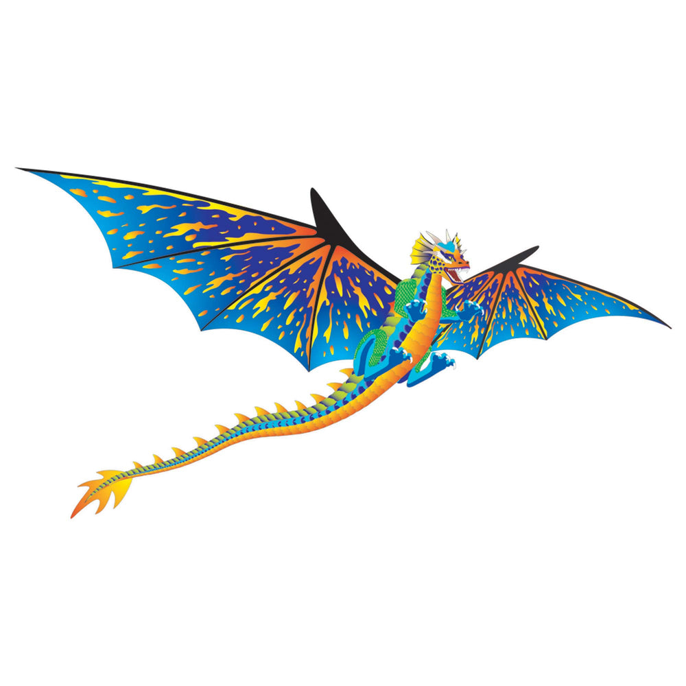 WindNSun Blue Dragon 3D kite in flight, stable and beginner-friendly outdoor fun.