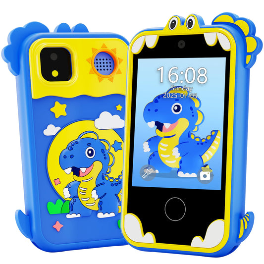 Windpaint Kids Phone blue front view showing kid-friendly, easy-to-hold design.