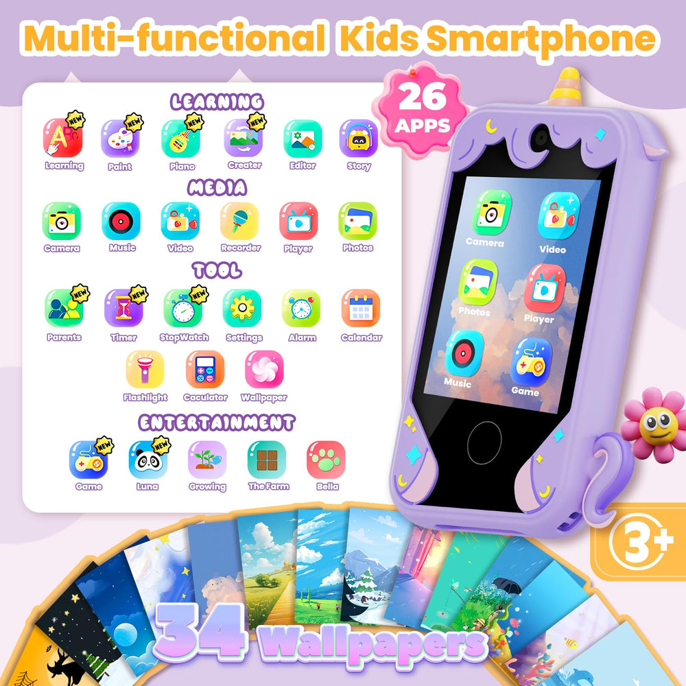 Dual cameras capture memories on Windpaint educational toy phone.