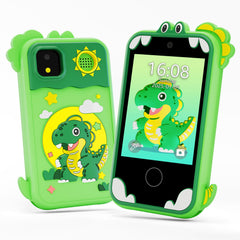 Windpaint Kids Phone Green front view, compact design for on-the-go learning.