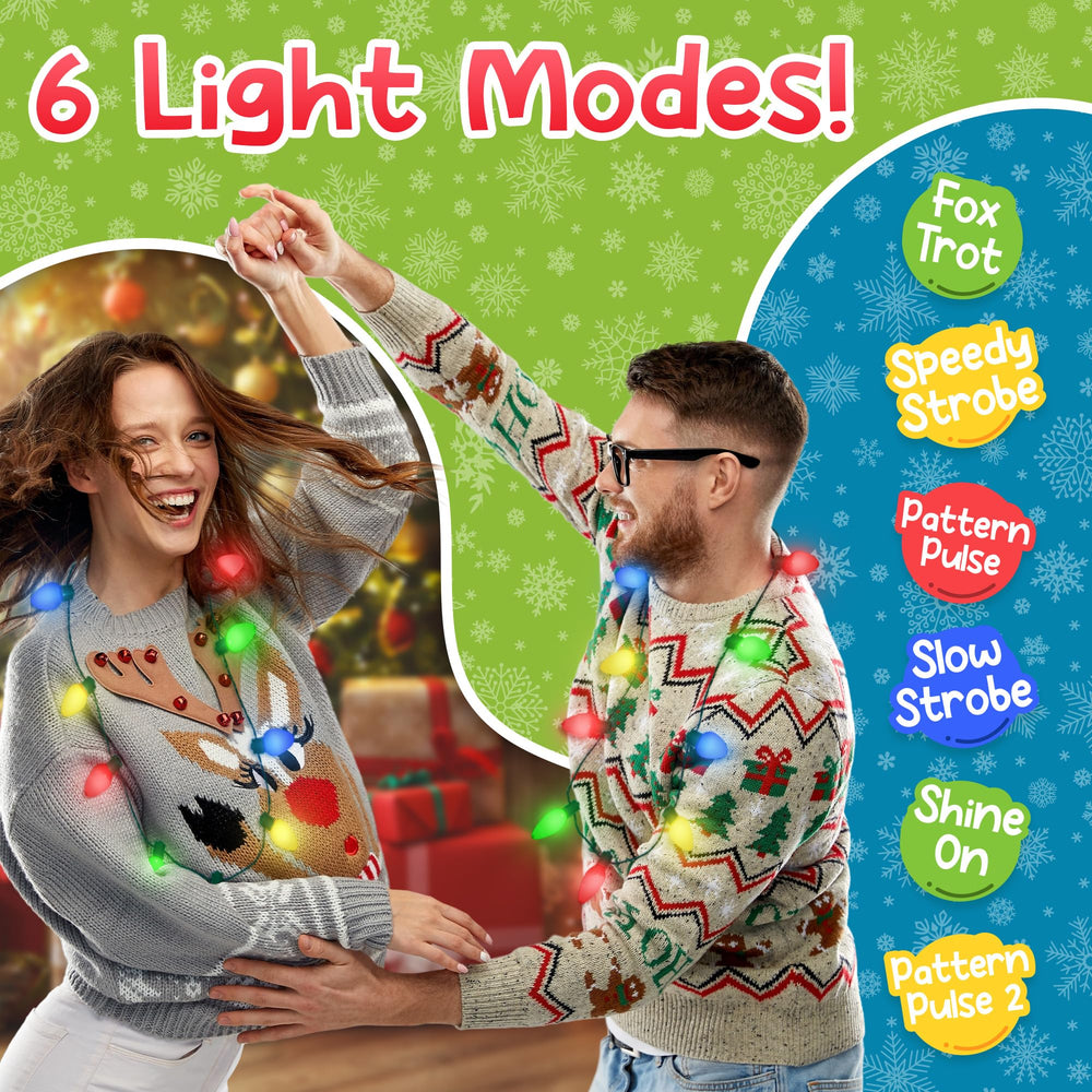Windy City Novelties 9-bulb necklace reusable and durable for multiple seasons.