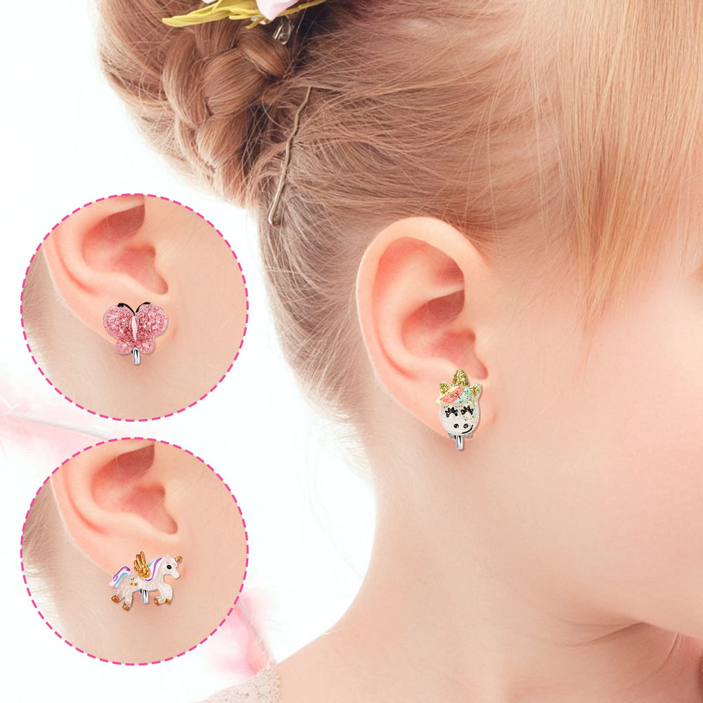 Wingchold butterfly clip-on earrings set of 6, bright enamel colors.