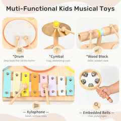 WINGYZ Kids Drum Set wooden tone block with warm resonance.
