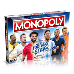 Winning Moves World Football Stars Monopoly box featuring Ronaldo and Messi for family game night.