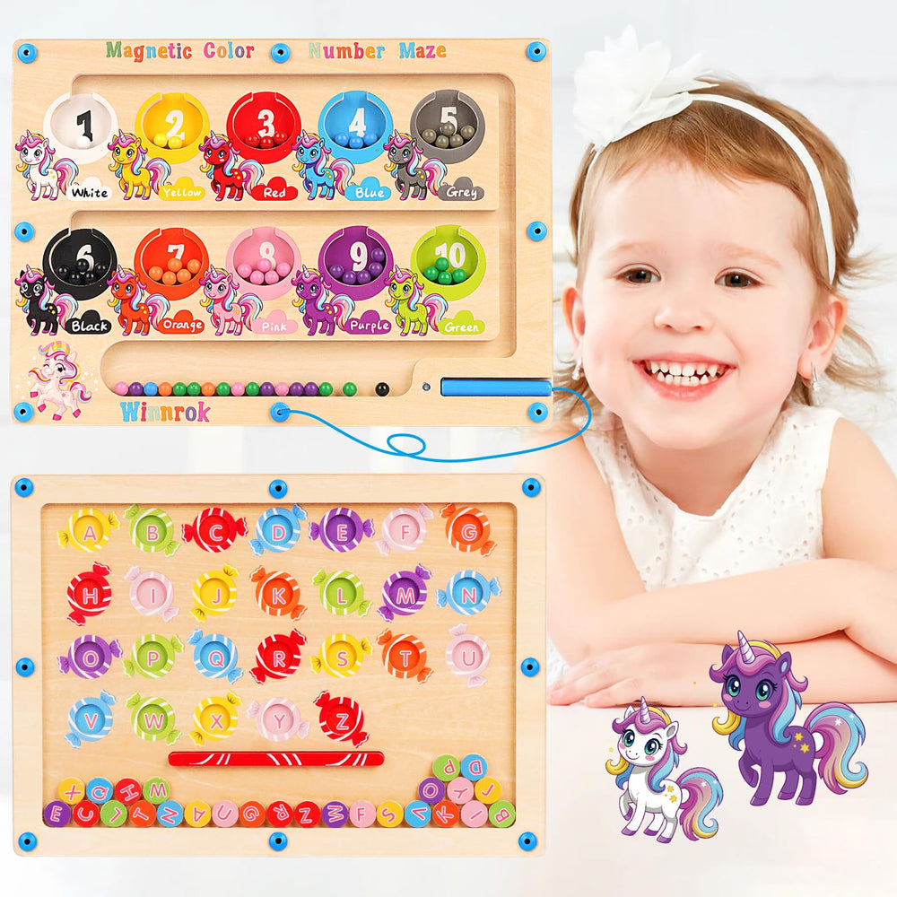 Winnrok 2in1 magnetic maze left side for color matching and counting