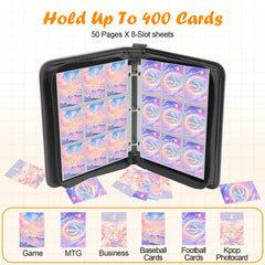 Clear pocket sleeves on the Winsing Card Binder display cards while protecting them.
