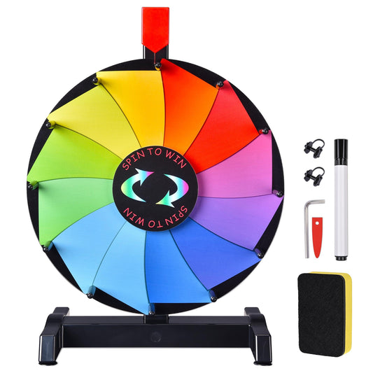 WinSpin 12-inch prize wheel on tabletop base for family games and classroom activities.