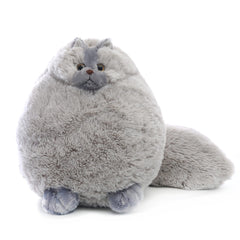 Winsterch gray stuffed cat 10in full view for cuddling and display.