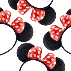 Winvin mouse deluxe ears headband with red bow for festive looks