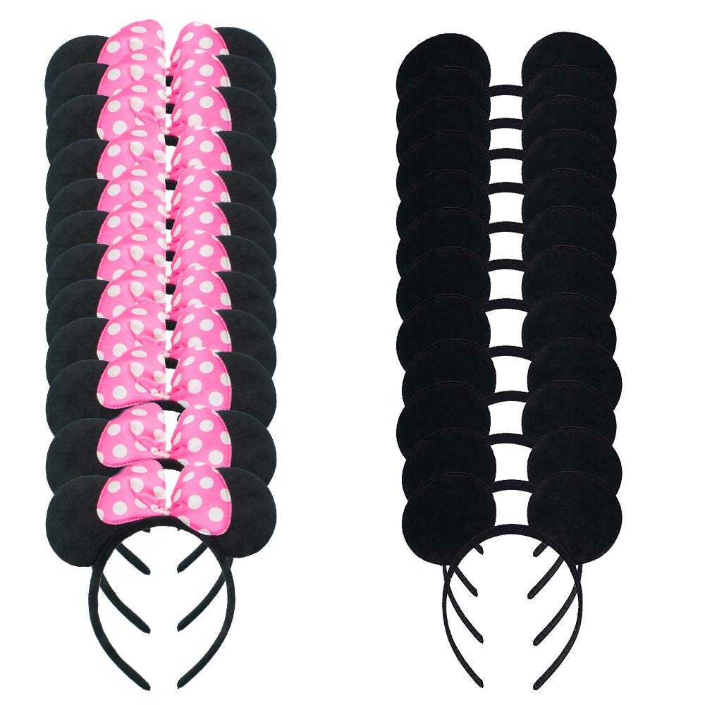 Winvin mouse ear headband with black polka dots for playful party vibes
