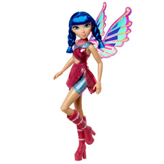 Winx Club Musa fairy doll pink glitter top inspires imaginative play.
