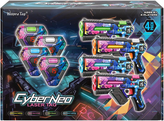 Winyea Tag laser tag set4 guns and vests with synced hit detection.