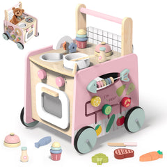 wiqins wooden baby walker push – sturdy first-step aid with quiet wheels for smooth practice