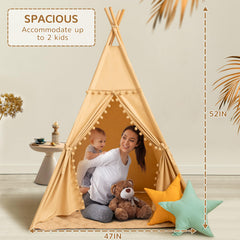 Wirhao tepee tent natural wood poles ensure durable setup