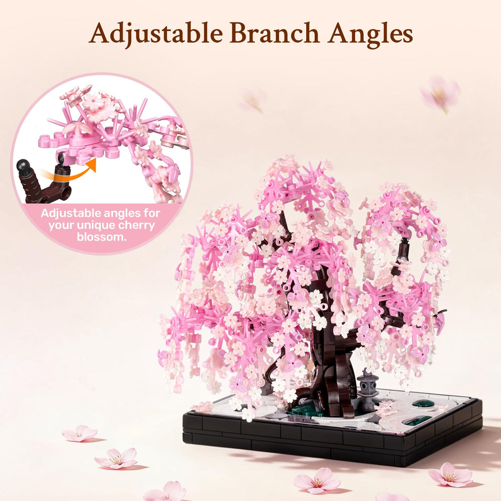 Wise Block cherry blossom petals close-up highlighting lifelike sakura details.