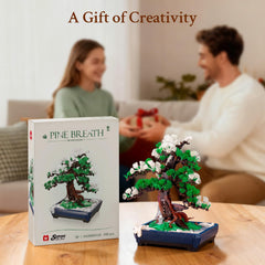 Wise Block Pine Bonsai Tree Building Set magnified piece: attention to detail highlights craftsmanship.
