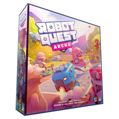 Wise Wizard Games Robot Quest Arena box and components for quick setup and exciting battles.
