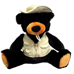 Wishpets fishing bear wearing vest and hat, a soft plush companion for trips and cuddles.