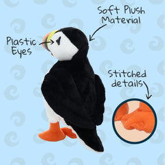 Wishpets Puffin plush texture closeup showcases velvety fabric and gentle touch.