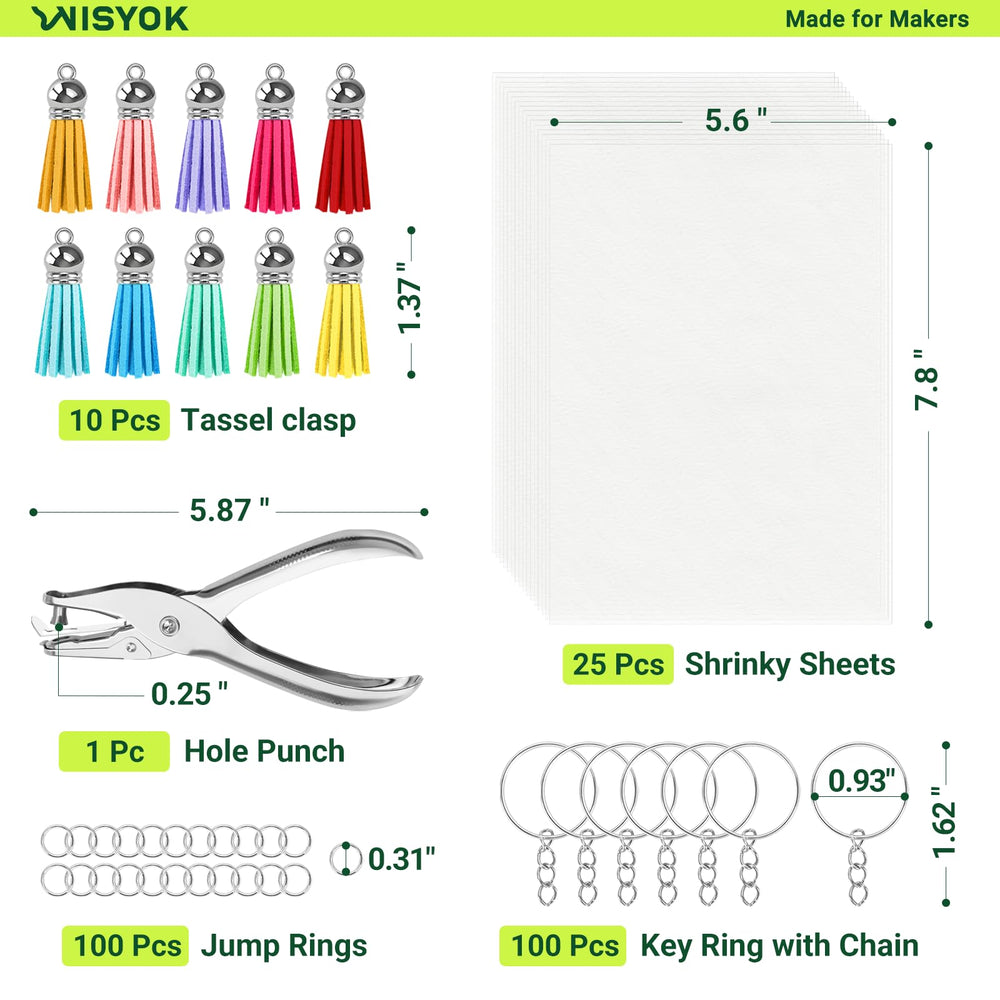 WISYOK 25 clear shrink paper sheets for easy coloring and personalization.