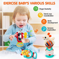 WITALENT beige bunny rattle provides a safe teething surface during play.