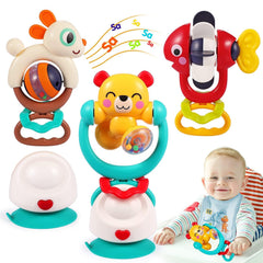 WITALENT red fish rattle on a high chair for visual engagement.
