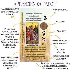 Witchy Cauldron Spanish tarot cards layout showing beginner-friendly design