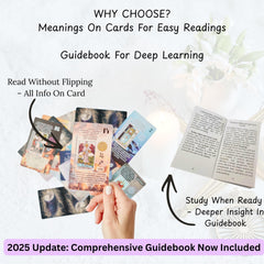 Witchy Cauldron cards face with meanings—on-card guidance speeds practice.