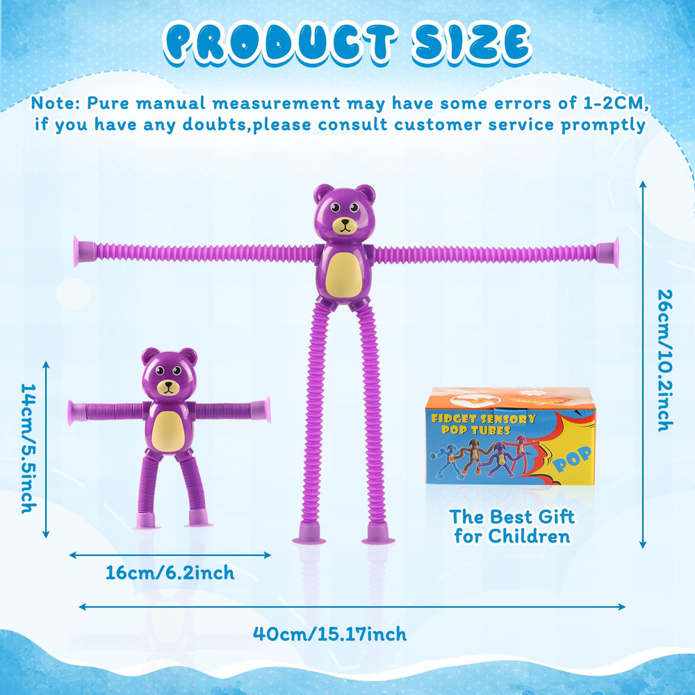 Witmelt bear pop tubes on window show strong suction and versatile mounting.