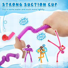 Witmelt colorful pop tubes closeup: engaging sensory exploration with crinkle and stretch.
