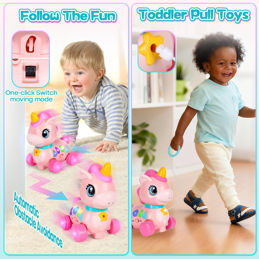 Toy moving with lights encouraging crawling and exploration by WixbFyn.