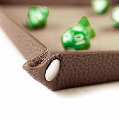 Wiz Dice folding tray bicast leather detail with durable finish