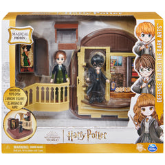 Wizarding World wardrobe pops open revealing a Boggart panel for dramatic reveals.
