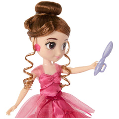Hermione Granger doll with wand, invitation, corsage, mirror, earrings and clutch for magical play.